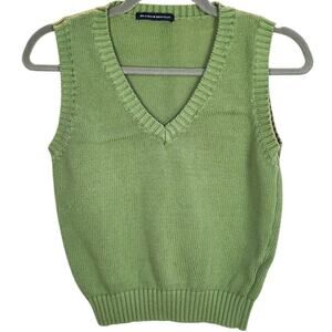 Brandy Melville Green Knit Sweater Vest Cotton M